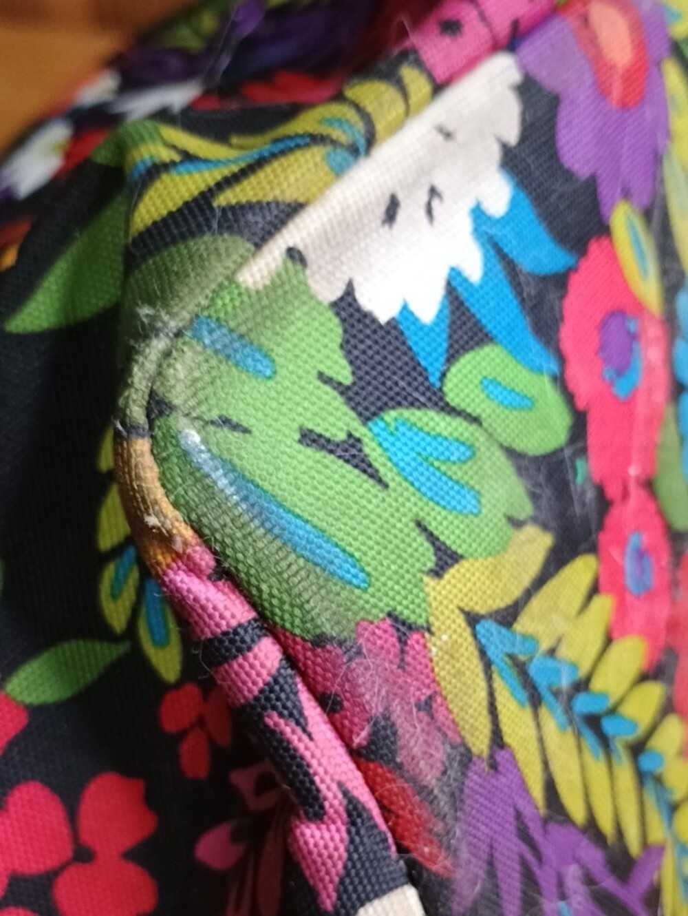 Vera Bradley Canvas Black Floral Travel Duffel with Bright Multicolor Flowers - Picture 9 of 11